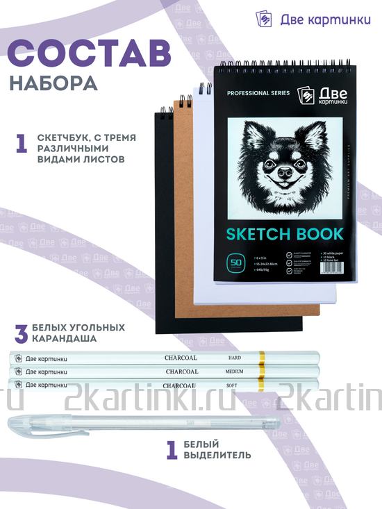 Тип товара Коробка 20 шт.: Набор для скетчинга в чехле: карандаши, грифели (49 предметов)