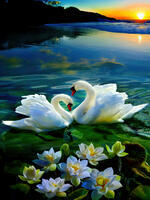 Без бренда «Пара белых лебедей на воде (20шт)» в Балашихе 