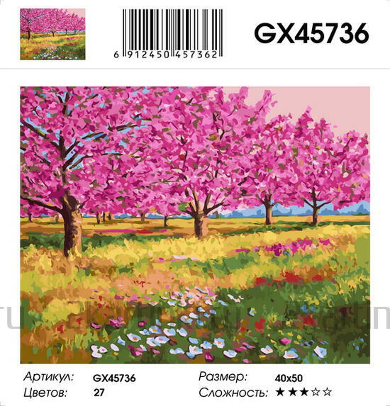 Картина по номерам 40x50 Цветущие сакуры