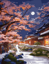 Ночь над сказочной деревней