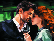 Влюбленная пара и вино