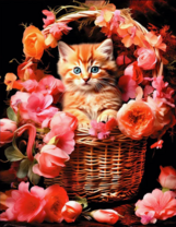 Без бренда «Рыжий котенок в корзине с цветами» в Балашихе 