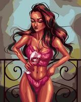 Без бренда «Девушка в нижнем белье с бокалом вина» в Балашихе 